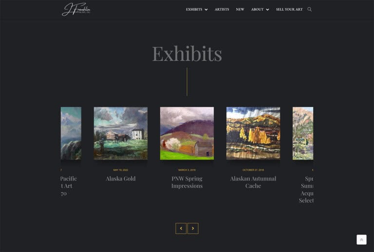 Wapiti eCommerce website Developers - JFranklinFineArt Website